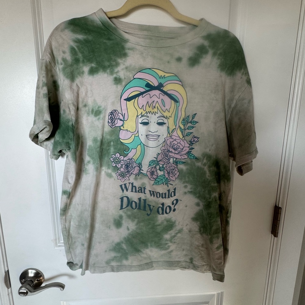 Dolly Parton Green Tie-Dye Graphic T-Shirt